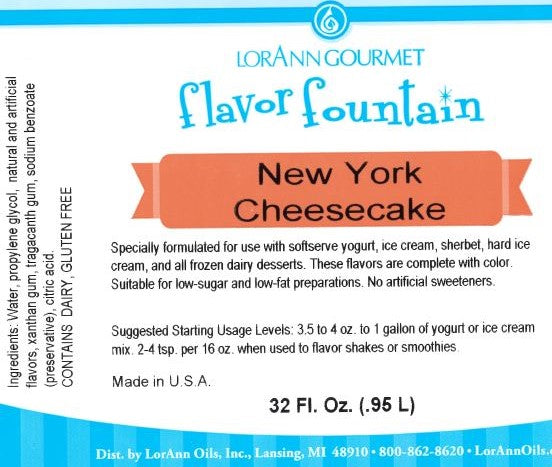 New York Cheesecake Flavor - 4 oz. - 32 oz. - Ice Cream and Beverage Flavors - LorAnn Oils - Canadian Distribution