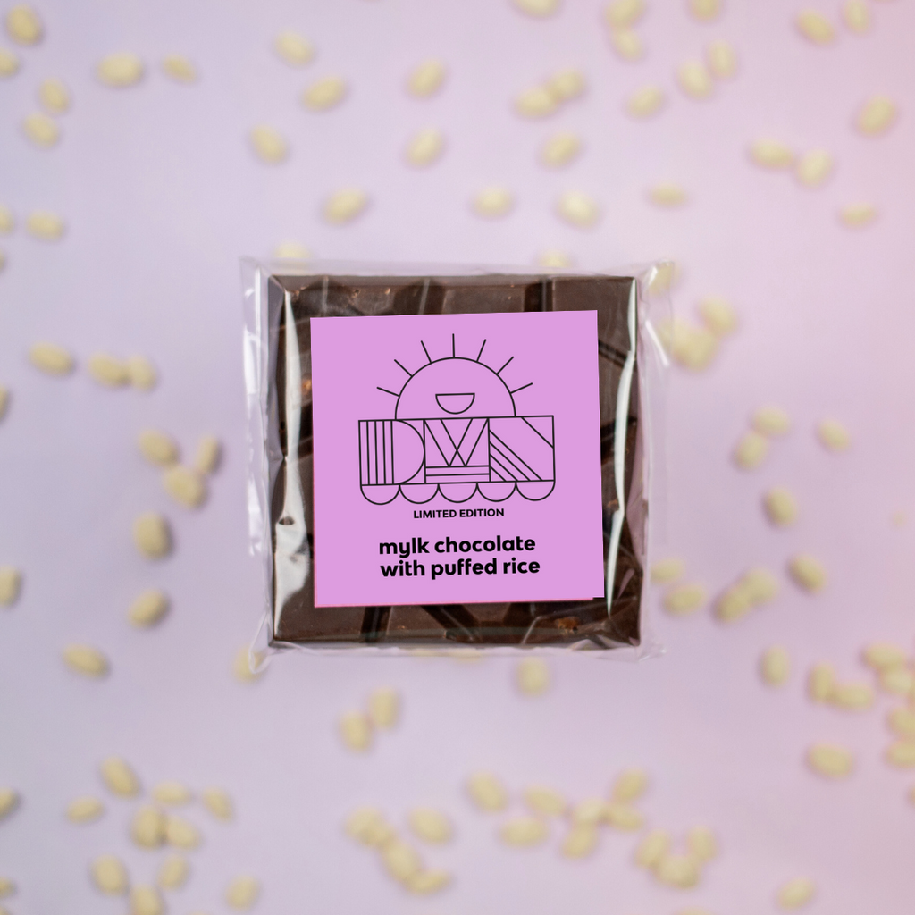 mylk chocolate bar with puffed rice
